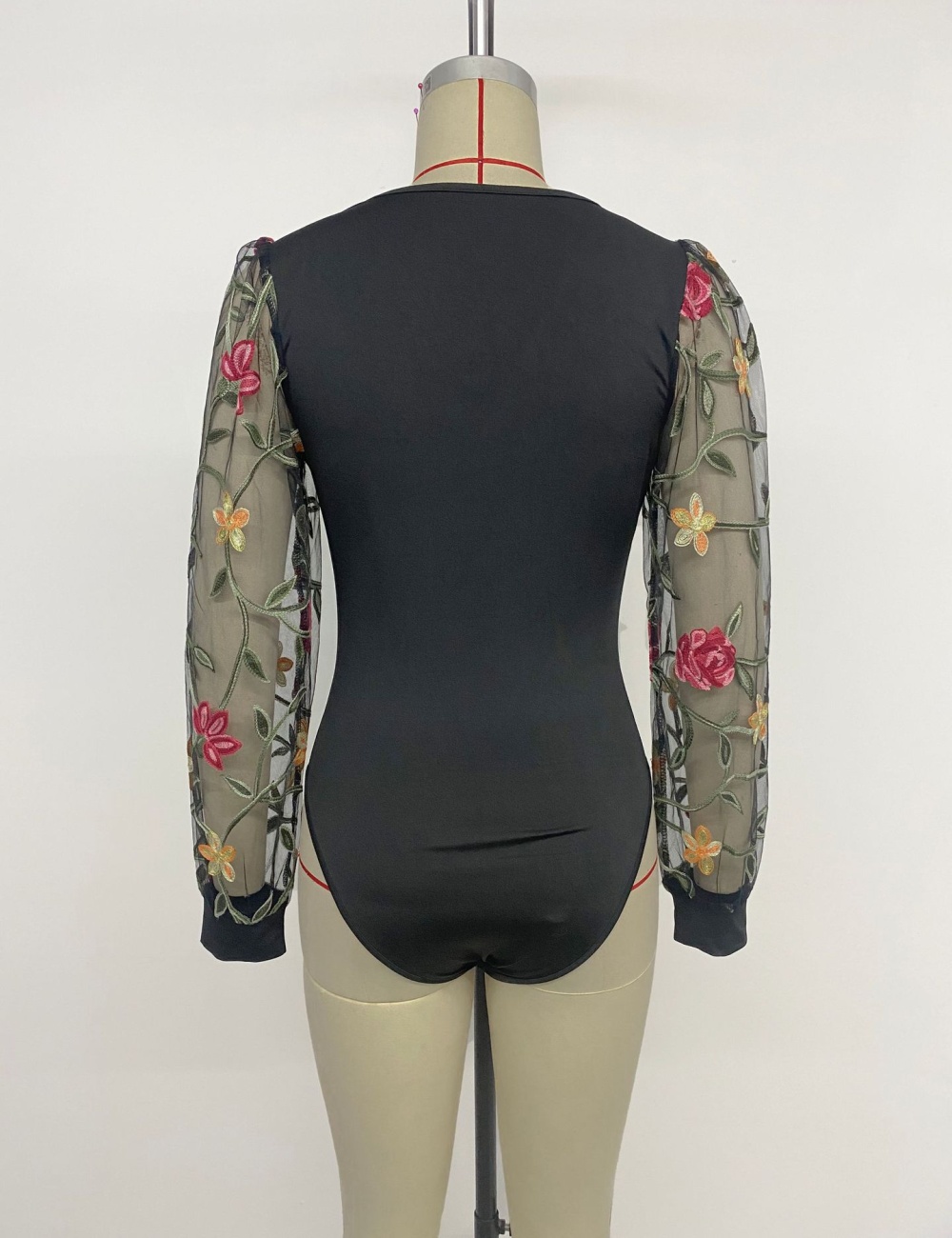 Romantic lace autumn embroidered long sleeve retro leotard