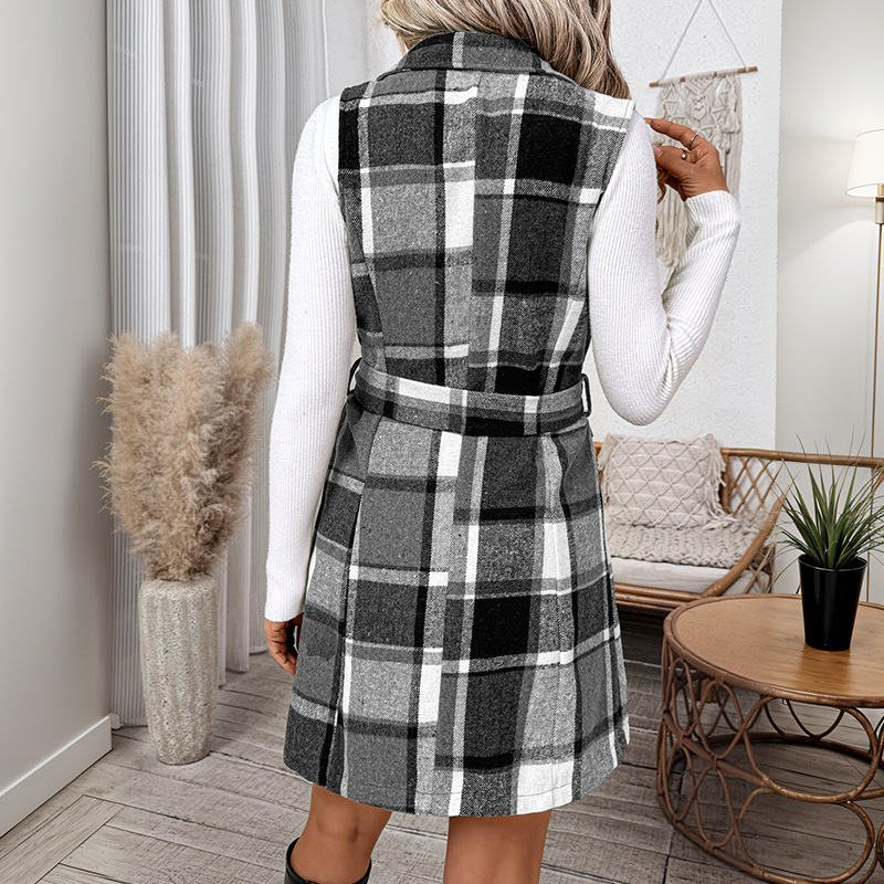 Frenum autumn Casual coat plaid commuting retro waistcoat