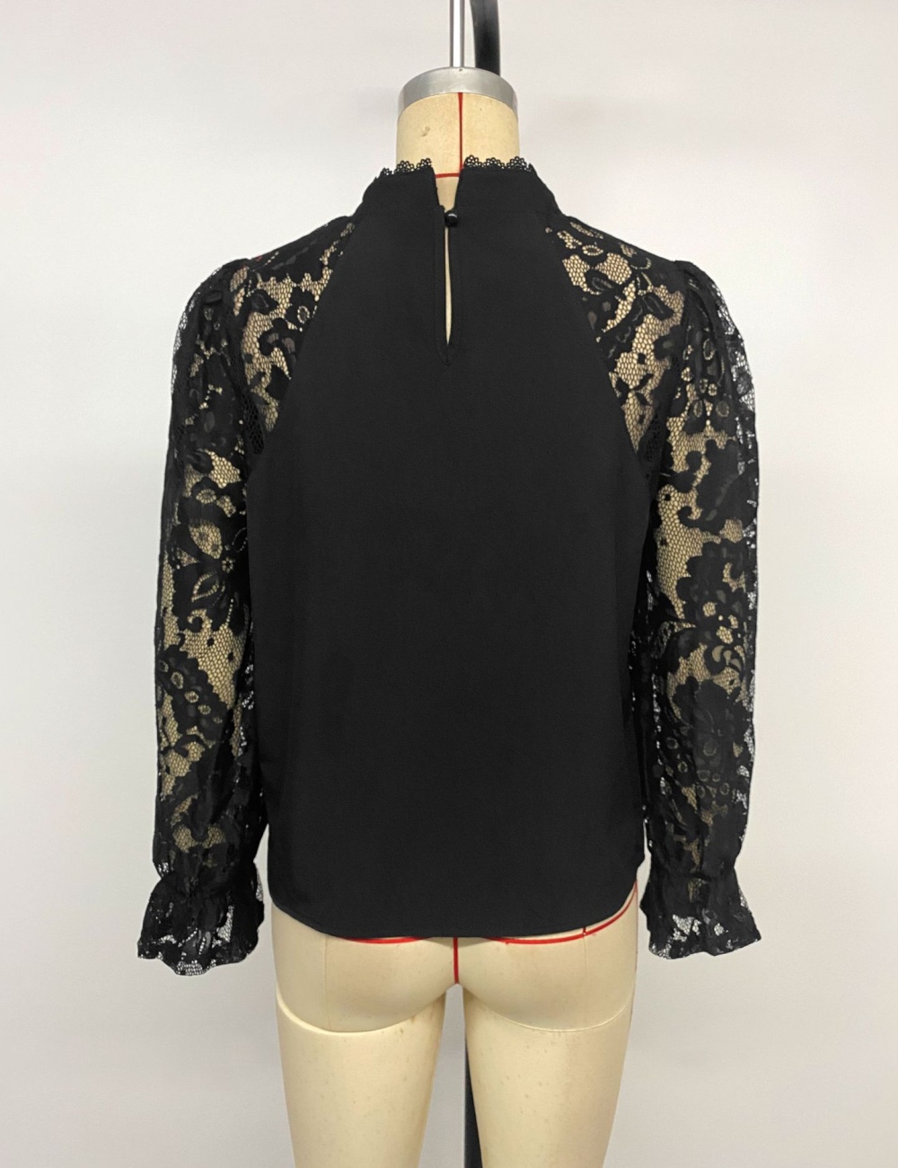 Long sleeve elegant half high collar autumn sexy pure shirt
