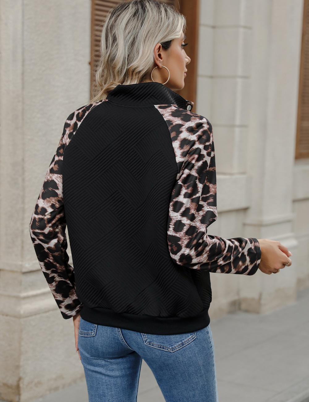 Splice personality cardigans leopard hoodie for women