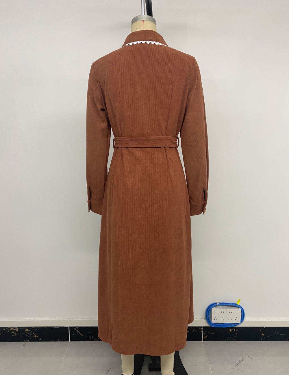 Corduroy Casual elegant shirt lace retro lapel dress