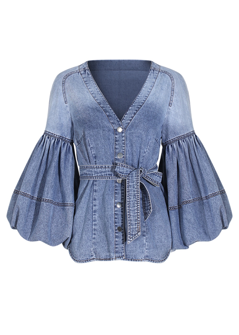 Light thin shirt denim short sleeve tops for women