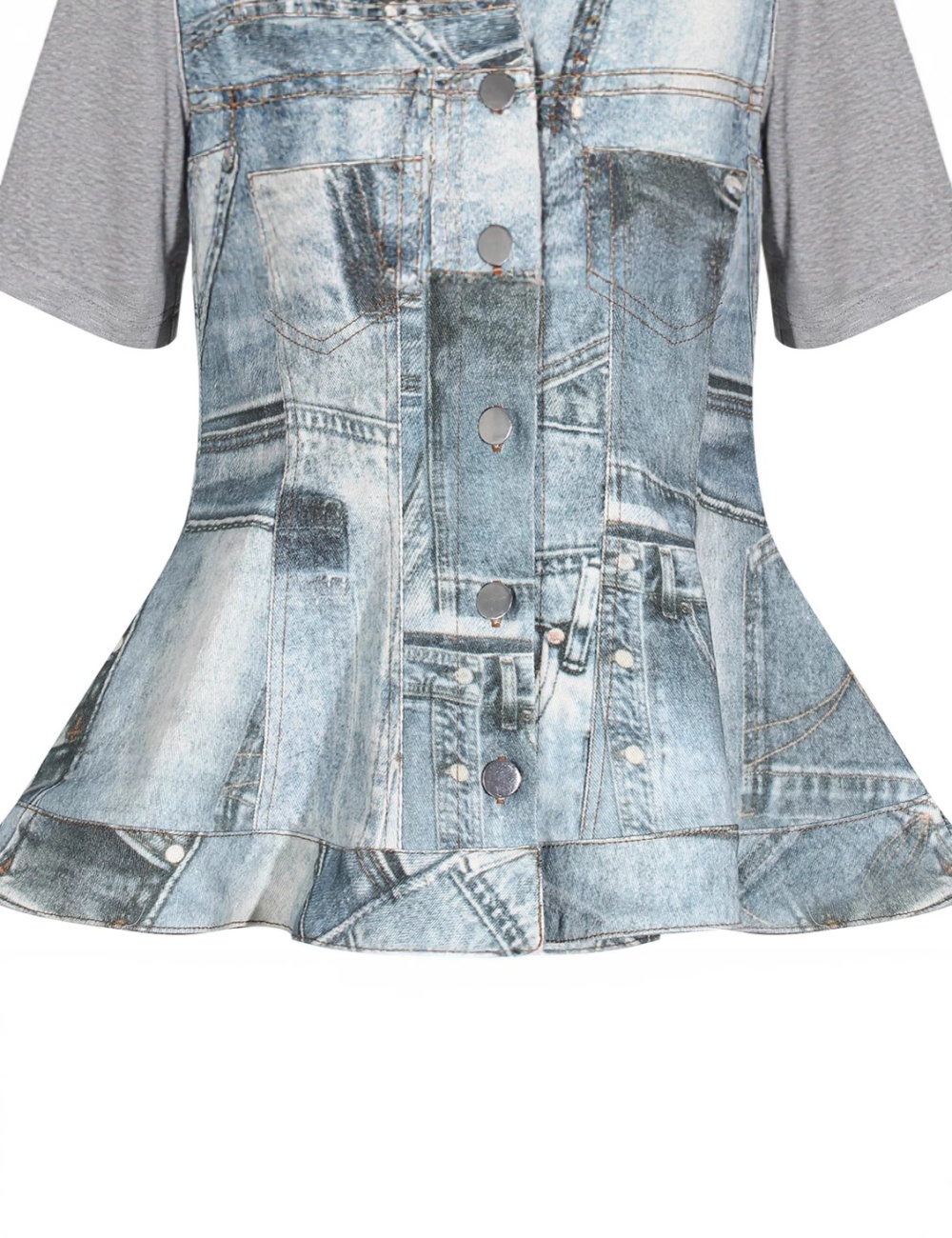 Denim short sleeve tops personality summer T-shirt for women