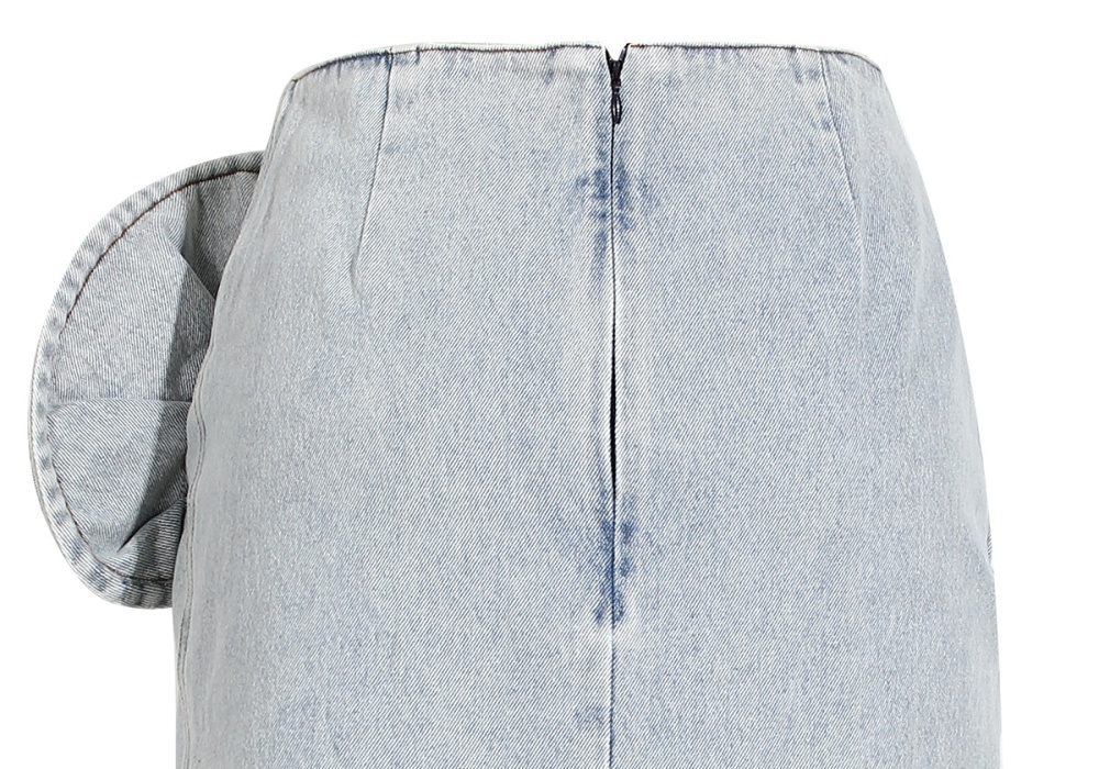 Stereoscopic pencil denim pinch pleated skirt for women
