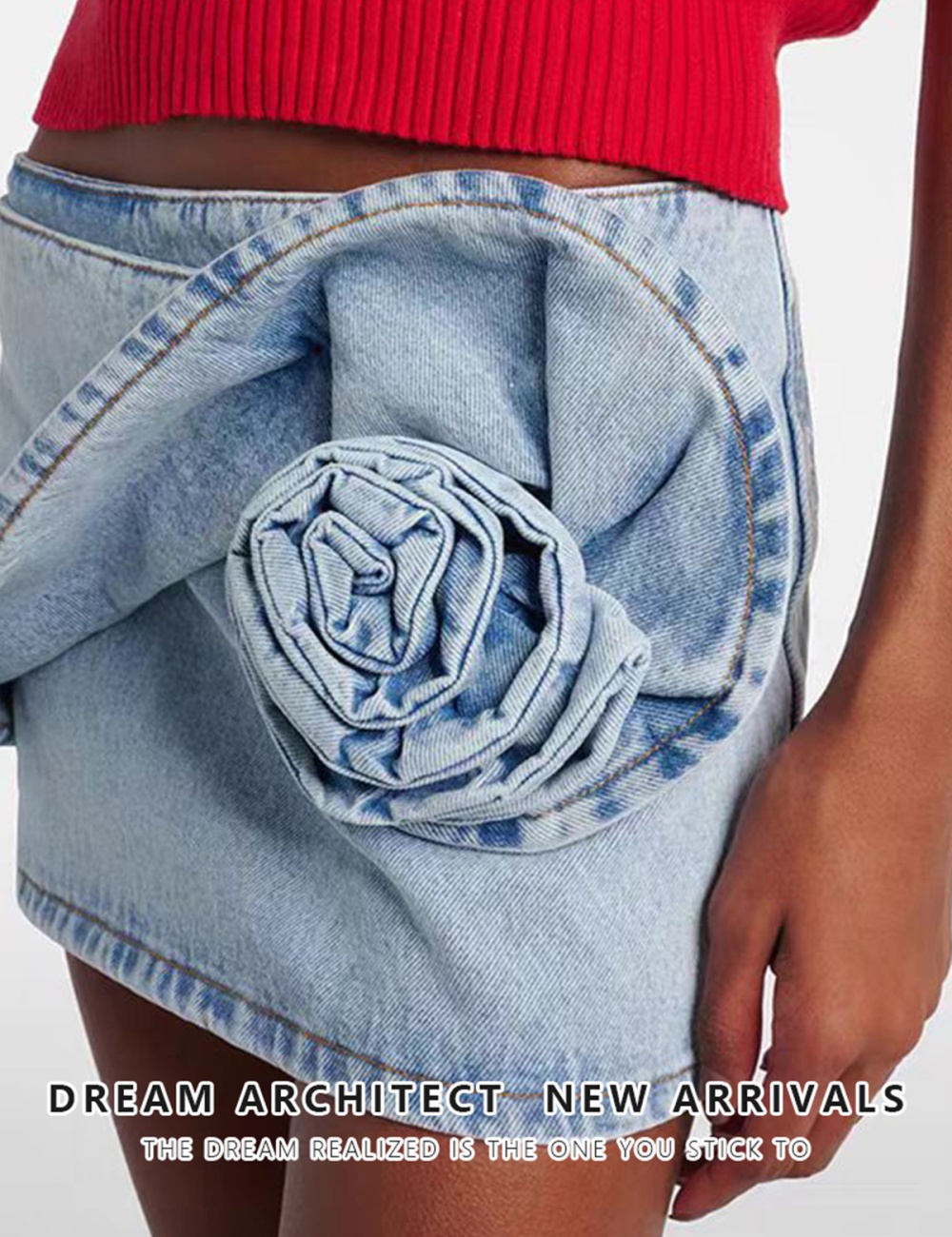 Denim rotation washed rose doctrine spring and summer skirt