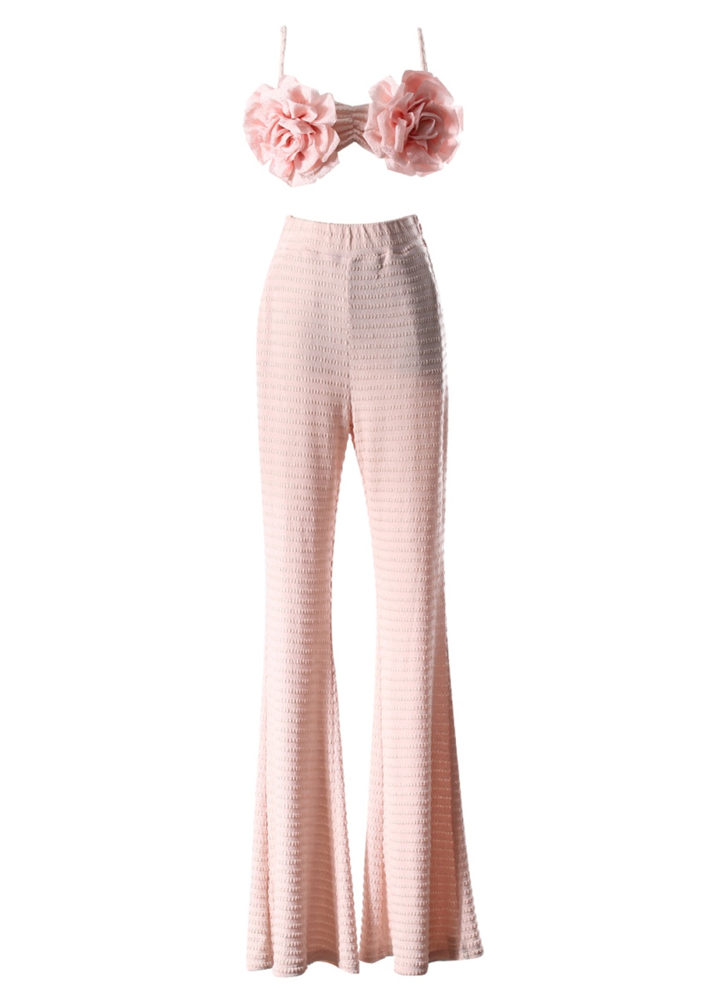 Jacquard beach summer flare pants 2pcs set