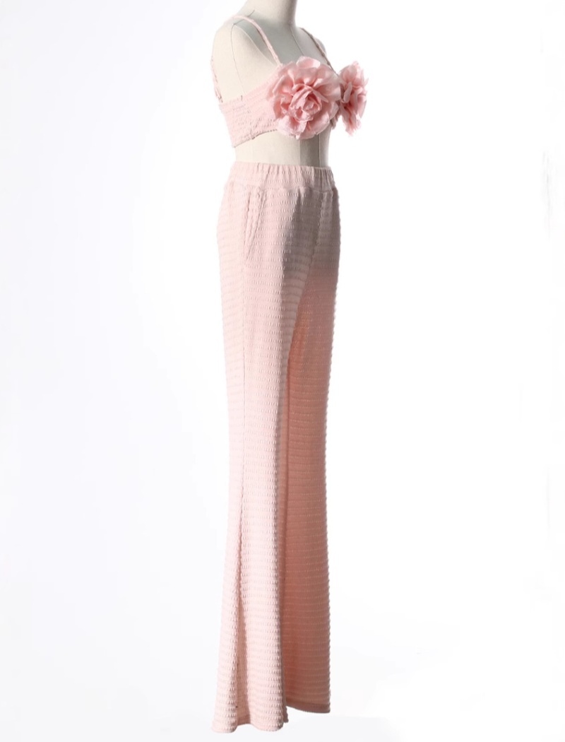 Jacquard beach summer flare pants 2pcs set