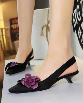 Middle-heel satin France style shoes for women