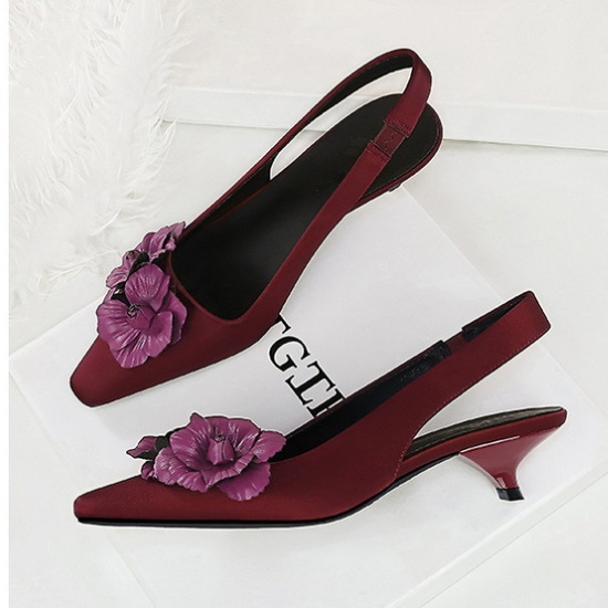 Middle-heel satin France style shoes for women