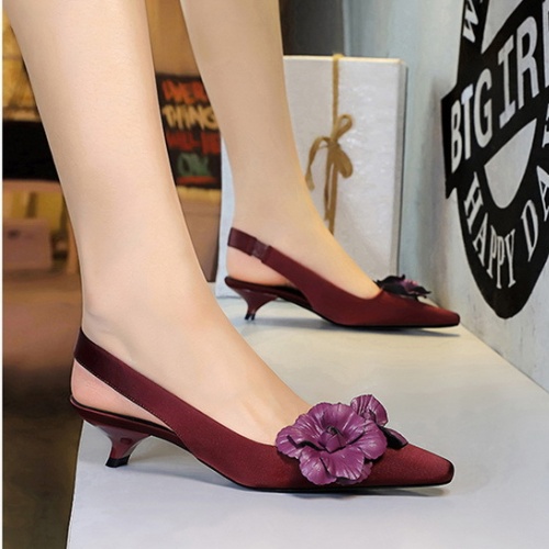 Middle-heel satin France style shoes for women