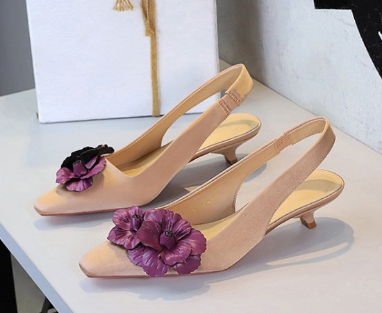 Middle-heel satin France style shoes for women