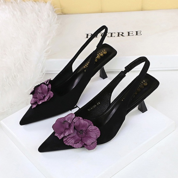 Flowers shoes mixed colors high-heeled shoes