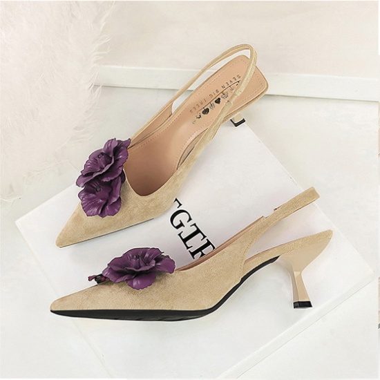 Flowers shoes mixed colors high-heeled shoes