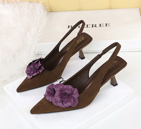 Flowers shoes mixed colors high-heeled shoes