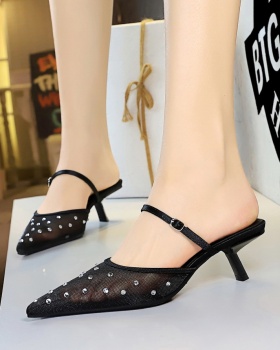 France style breathable fine-root slippers for women
