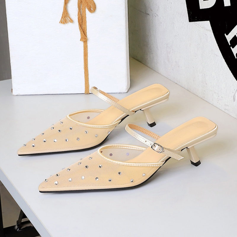 France style breathable fine-root slippers for women