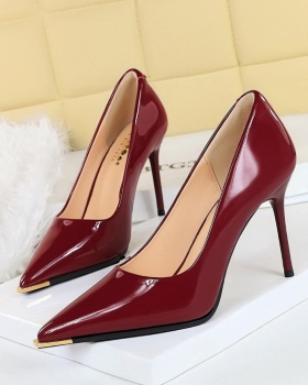 Glossy pointed shoes fine-root simple high-heeled shoes for women