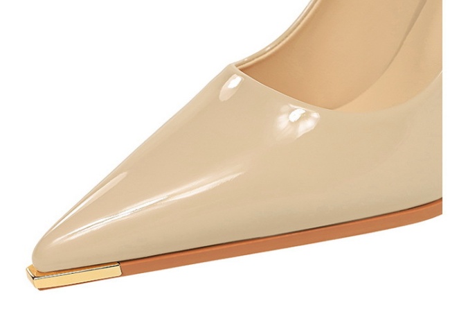 Glossy pointed shoes fine-root simple high-heeled shoes for women