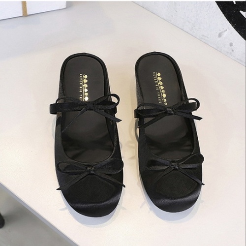Bow satin round France style within increased slippers