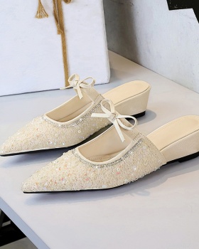 Bow all-match pointed niche shoes for women