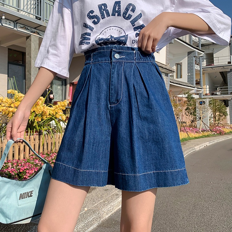 All-match loose shorts high waist short jeans for women