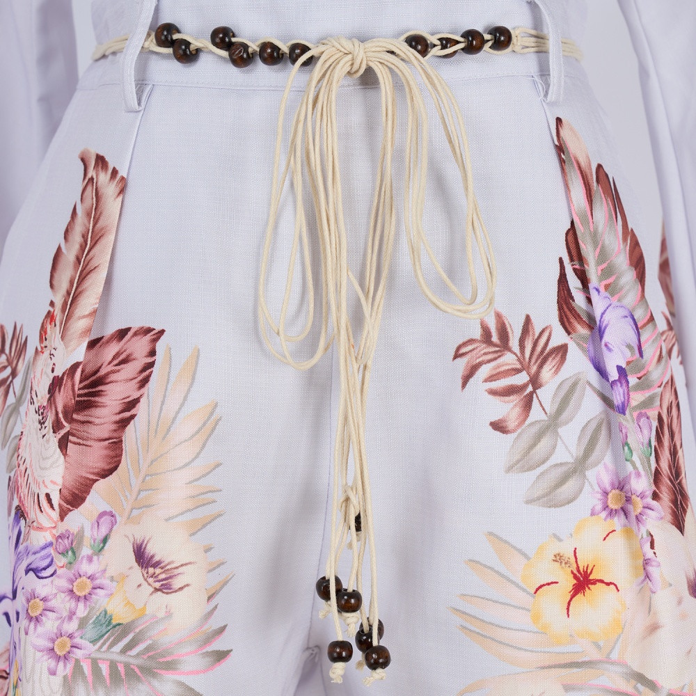 Loose vacation shorts retro high collar shirt a set
