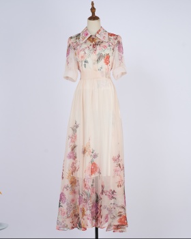 Short sleeve shirt European style long skirt a set