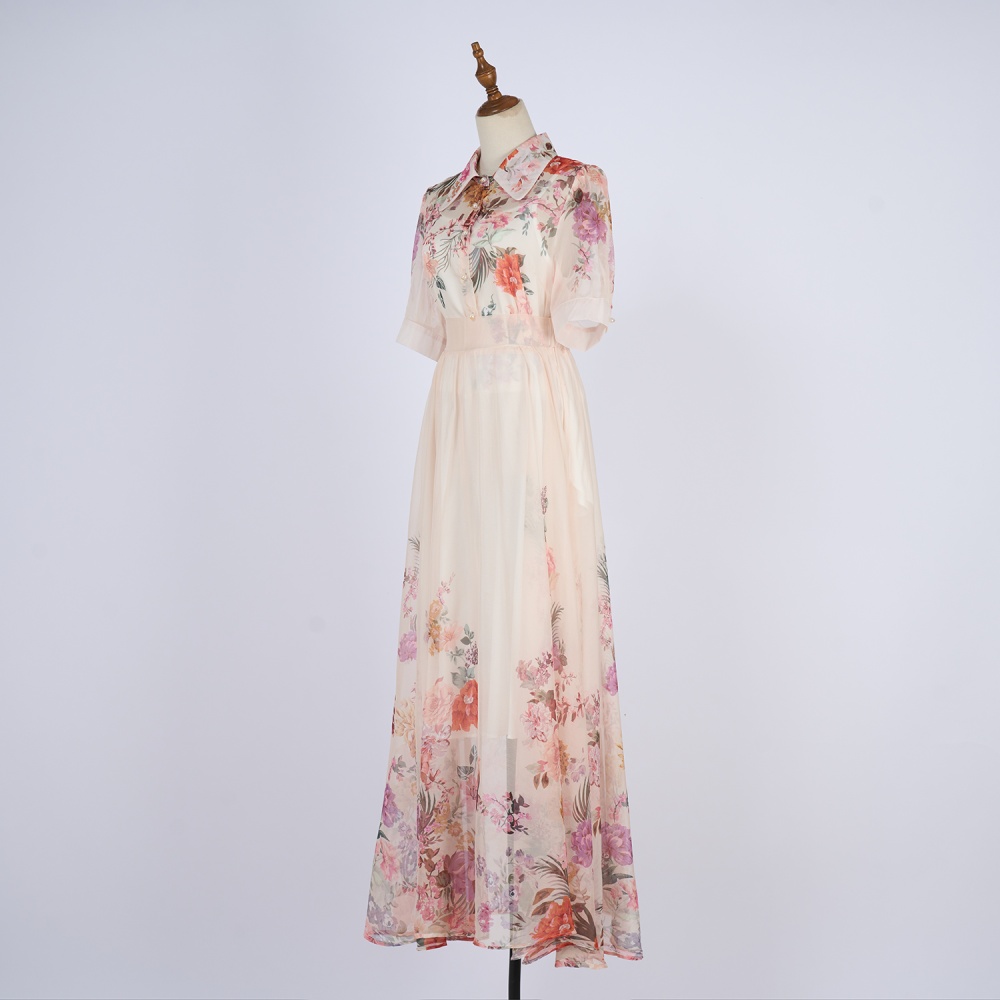 Short sleeve shirt European style long skirt a set