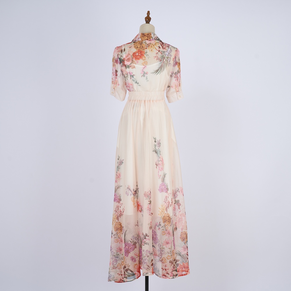 Short sleeve shirt European style long skirt a set