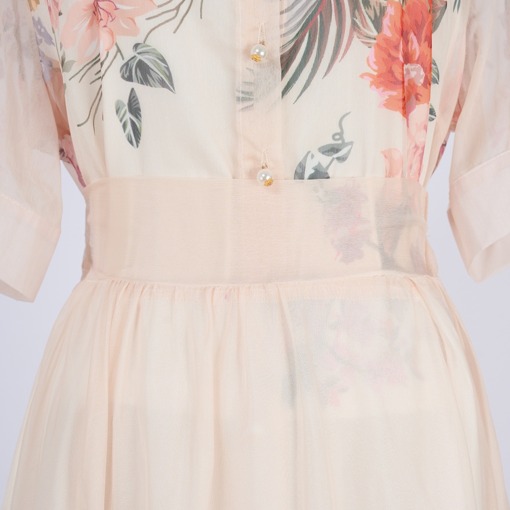 Short sleeve shirt European style long skirt a set