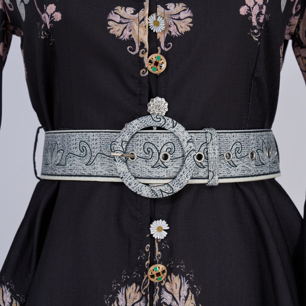 Court style cstand collar lantern sleeve dress