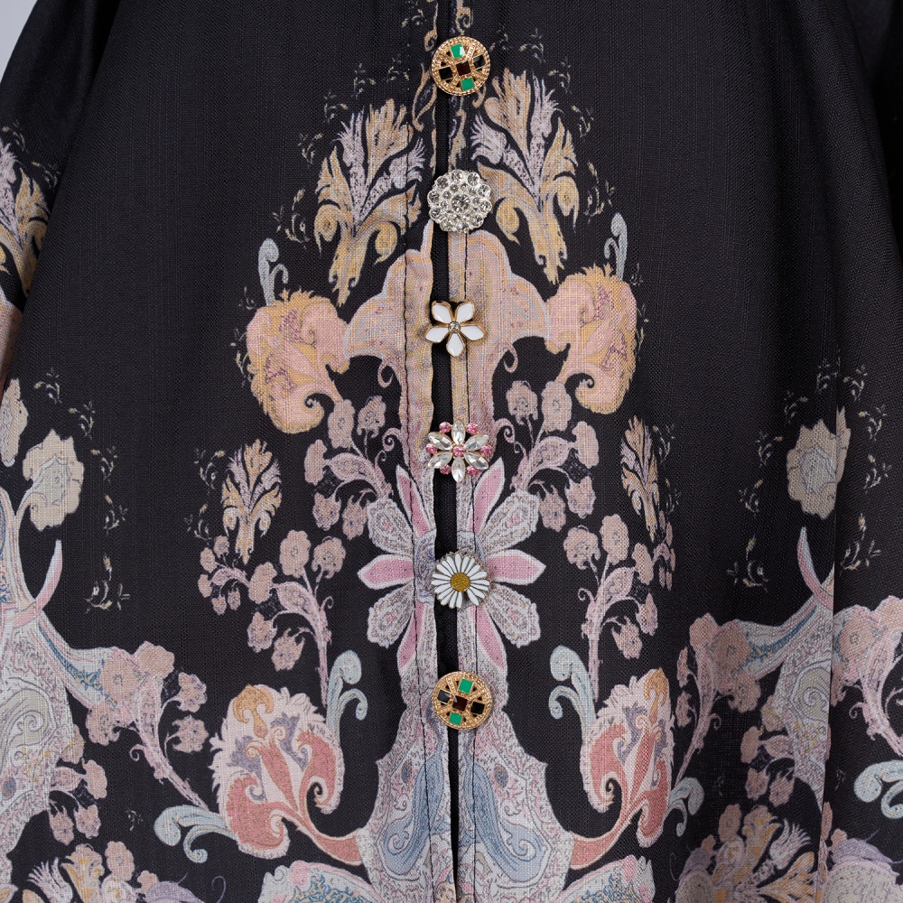Court style cstand collar lantern sleeve dress