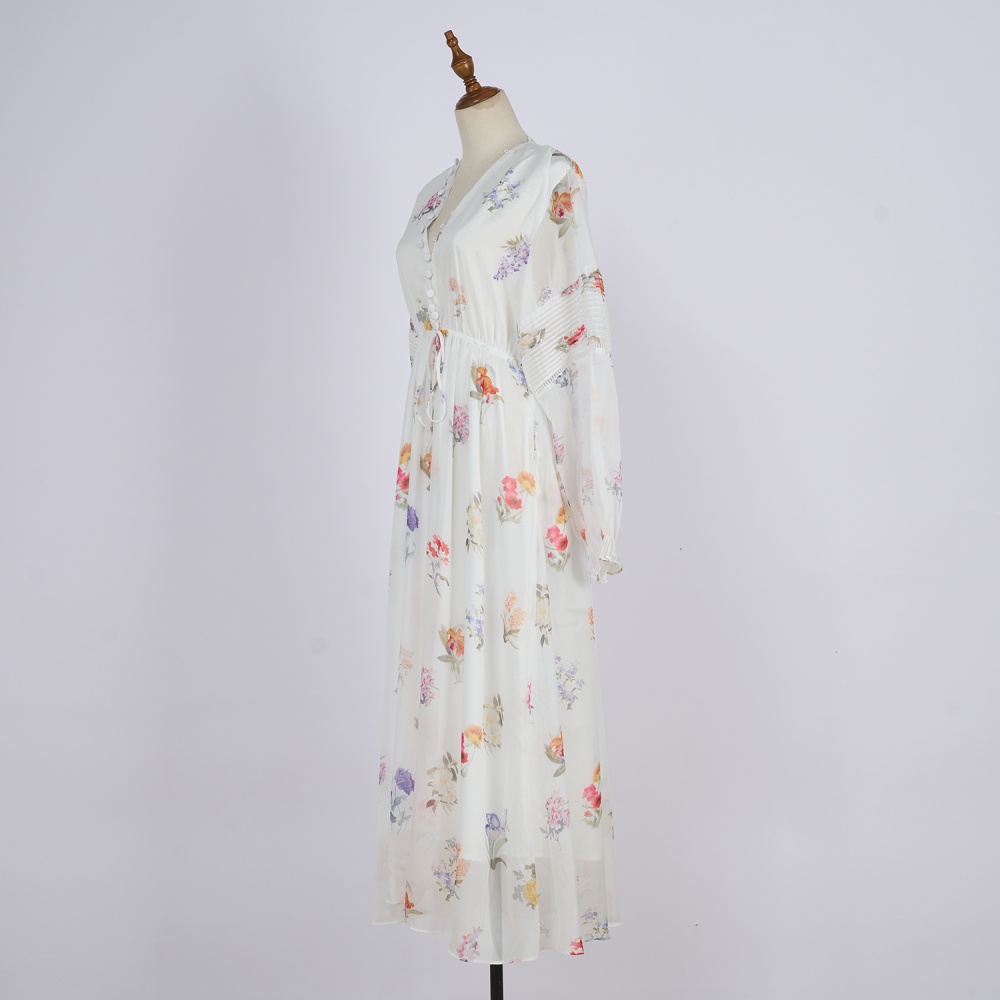 Slim spring long sleeve pinched waist colors dress