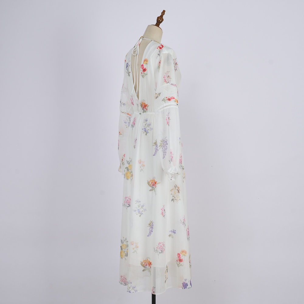 Slim spring long sleeve pinched waist colors dress
