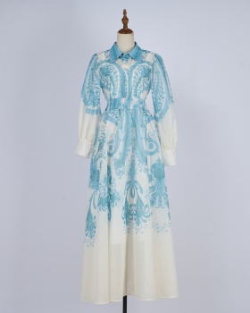 Long sleeve long skirt big skirt shirt a set