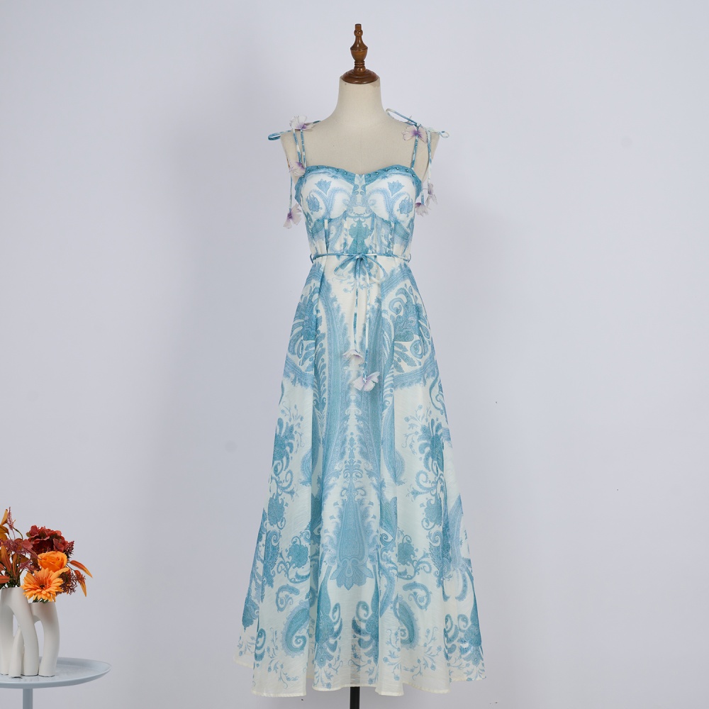 Long spring and summer temperament printing dress