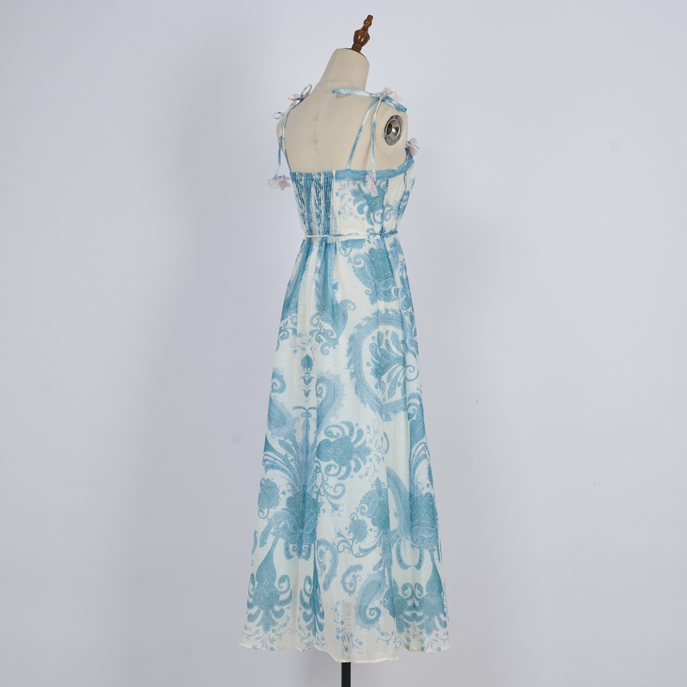 Long spring and summer temperament printing dress