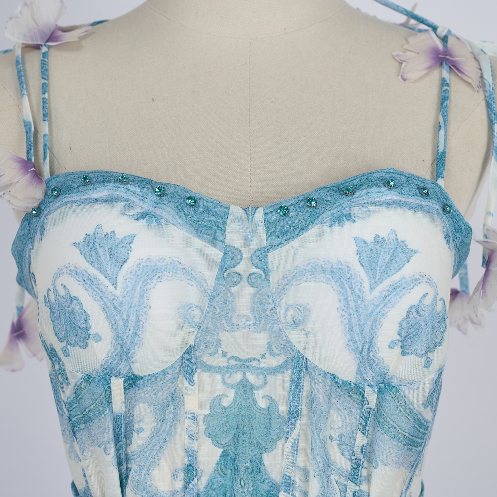 Long spring and summer temperament printing dress