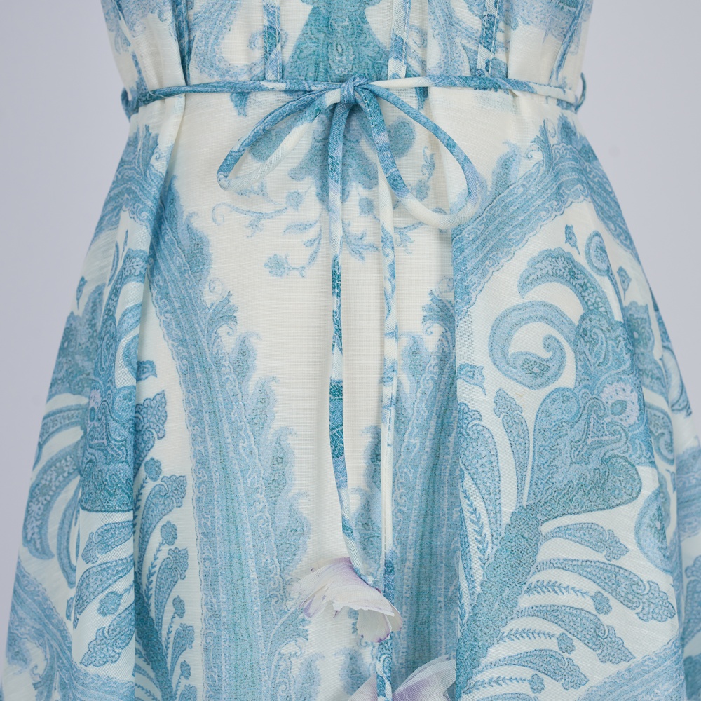 Long spring and summer temperament printing dress