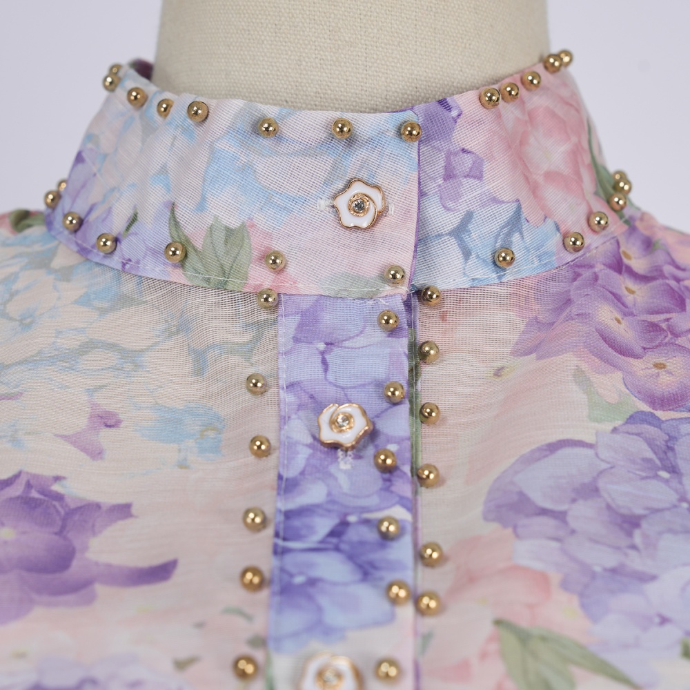 Retro long sleeve tops France style skirt a set