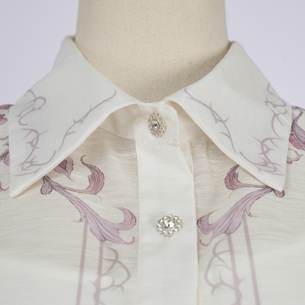 Ladies elegant lace shirt printing fungus temperament dress