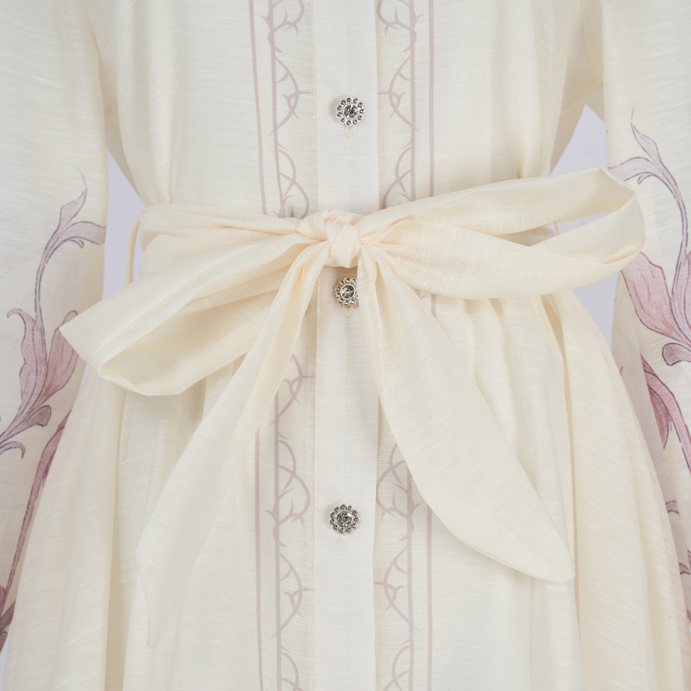 Ladies elegant lace shirt printing fungus temperament dress