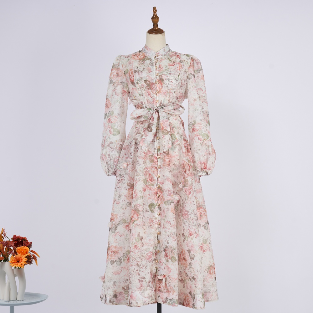 Catwalk long sleeve jumpsuit single-breasted long dress
