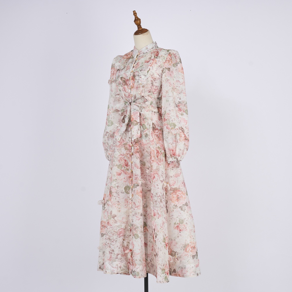 Catwalk long sleeve jumpsuit single-breasted long dress