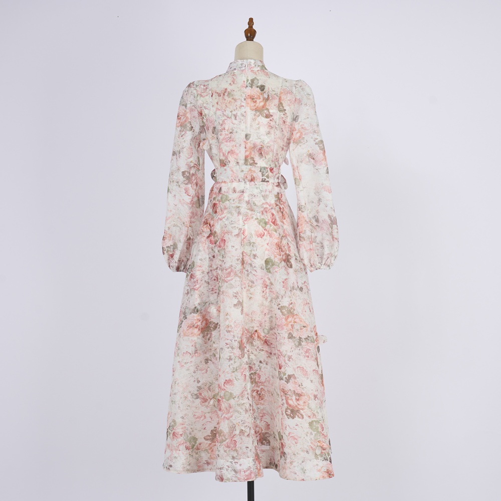 Catwalk long sleeve jumpsuit single-breasted long dress