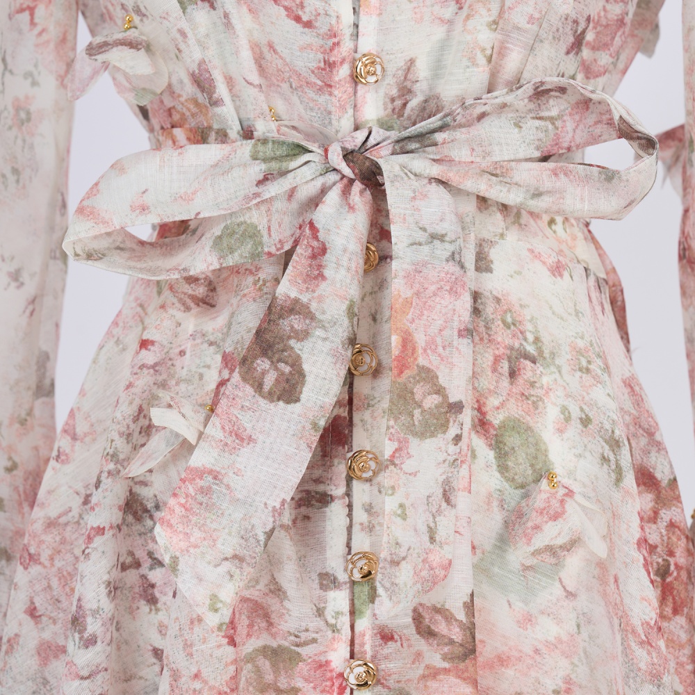 Catwalk long sleeve jumpsuit single-breasted long dress