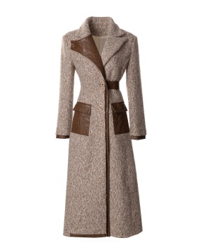 Lapel woolen overcoat winter coat for women