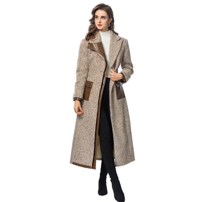 Lapel woolen overcoat winter coat for women