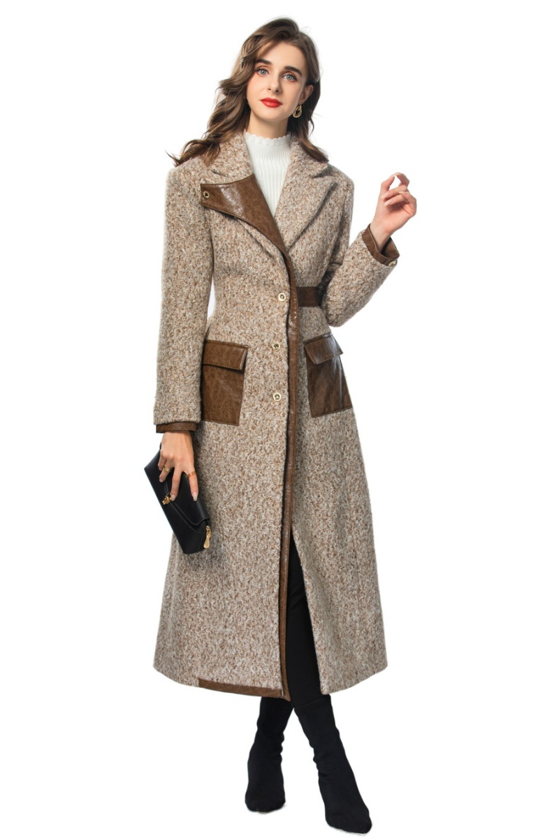 Lapel woolen overcoat winter coat for women