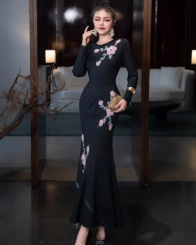 Mermaid temperament long sleeve sequins dress for women